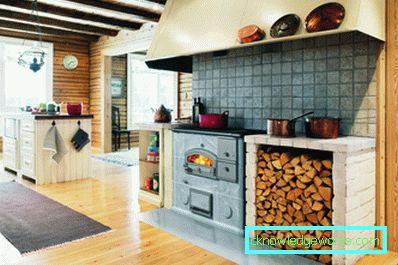 Cocina con chimenea