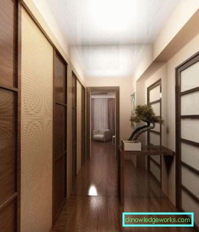 Muebles en un pasillo largo y estrecho - foto del pasillo y características interiores