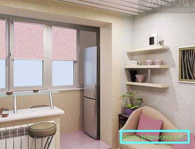 Área de cocina diseño de 9 cuadrados. m con nevera Área de cocina diseño de 9 cuadrados. m con nevera