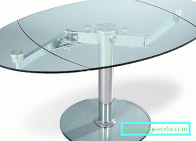 Mesa de cocina deslizable de vidrio